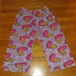 Cozy Vintage Y2K Lilac Hearts Fuzzy Wide Leg Pajama Pants Love and Kisses Large